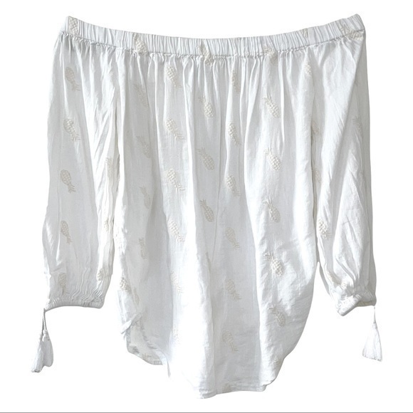 Cold Shoulder Raised Pineapple Boho shirt - Picture 2 of 7